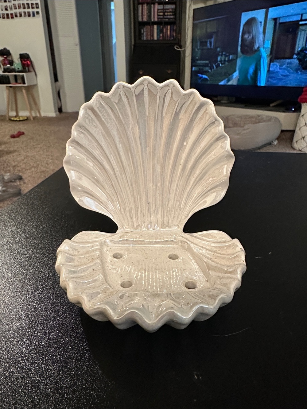 Neutral White Ceramic Shell Soap Dish